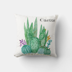 Coussin Cactus watercolor cacti flowers floral desert illu
