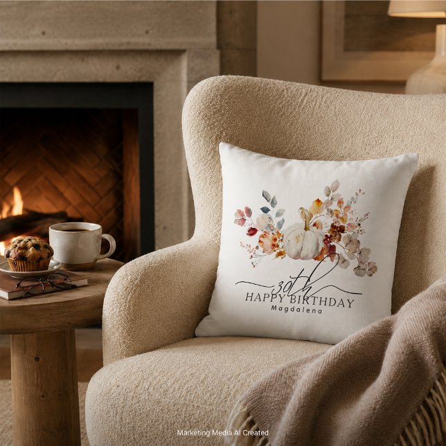 Coussin Cadeau 30ème Anniversaire Citrouille Blanche Autom (Créateur téléchargé)
