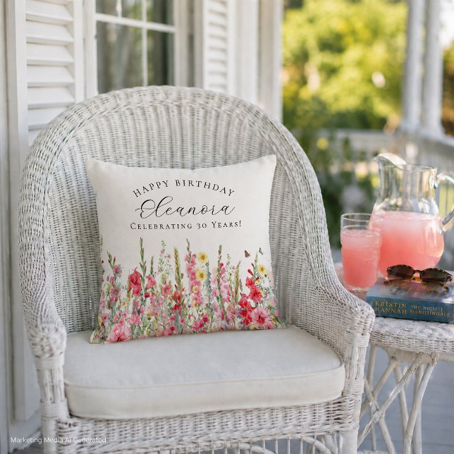 Coussin Cadeau 30ème anniversaire Fleur de naissance août  (Créateur téléchargé)