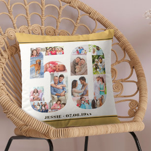 Coussin Cadeau 50e Anniversaire Numéro 50 Collage Photo Ne
