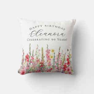 Coussin Cadeau 90e anniversaire Fleur de naissance août pe