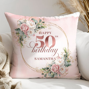Coussin Cadeau Anniversaire 50 Ans Rose Gold Luxue