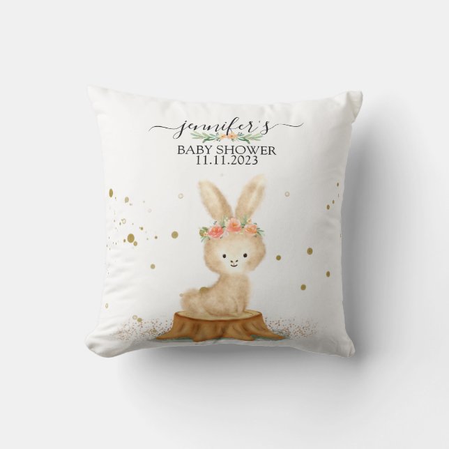 Coussin Cadeau bébé faune forestière Lapin de garenne (Recto)