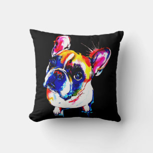 Coussin Cadeau Bulldog en France   Joli Art Coloré Françai