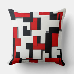 Coussin Cadeau carré rouge noir Décoration moderne ❤️