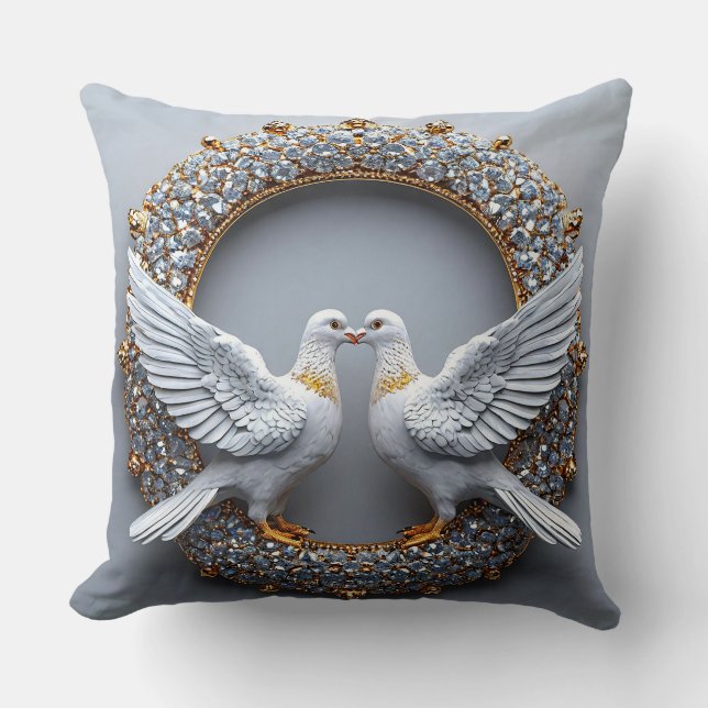Coussin Cadeau colombes de mariage pour couples (Recto)