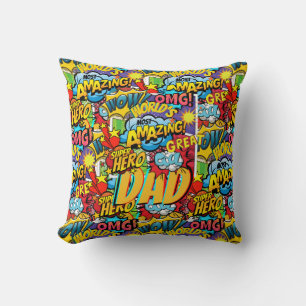 Coussin Cadeau DAD de marque personnalisée - Comic Superhe