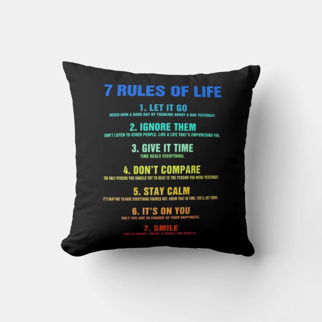 Coussin Cadeau d'anniversaire 7 Règles de vie (Recto)