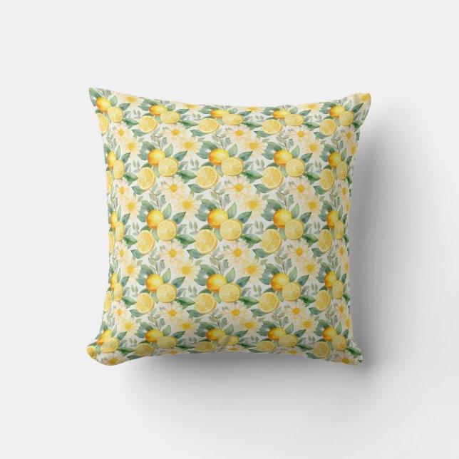Coussin Cadeau d'anniversaire | Citron et marguerite (Recto)