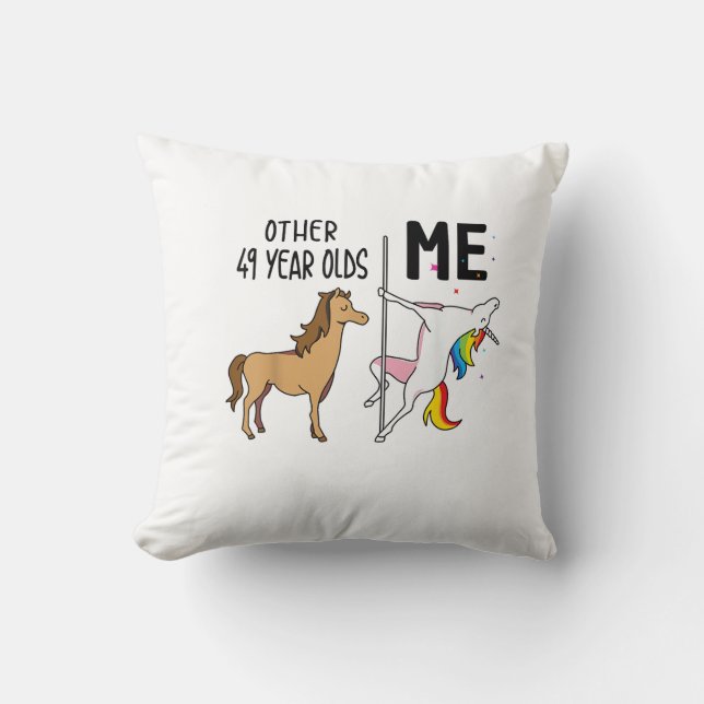 Coussin Cadeau d'anniversaire d'autres licornes de 49 ans  (Recto)