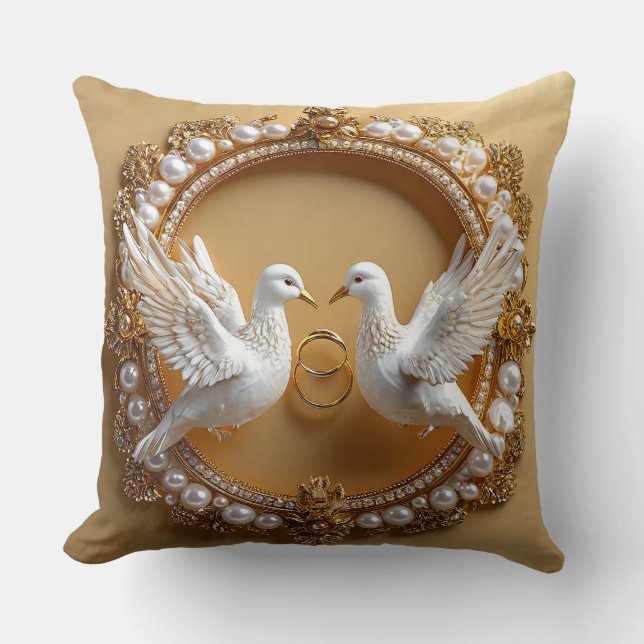 Coussin Cadeau d'anniversaire de mariage Colombes (Recto)