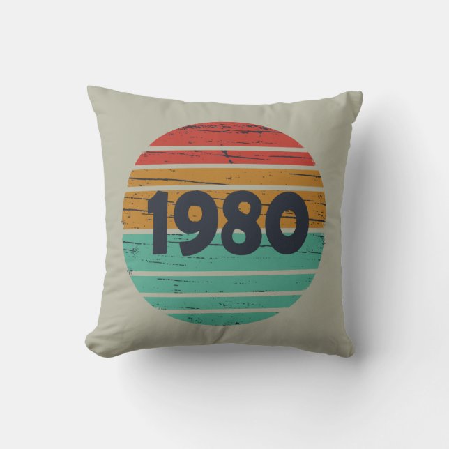 Coussin Cadeau d'anniversaire de naissance en 1980 (Recto)