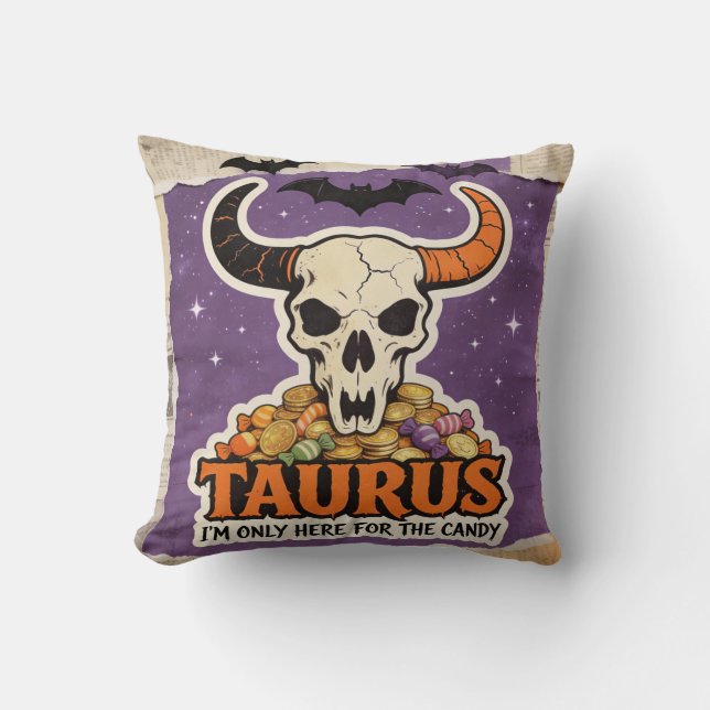 Coussin Cadeau d'anniversaire de Squelette Taureau pour Ha (Recto)