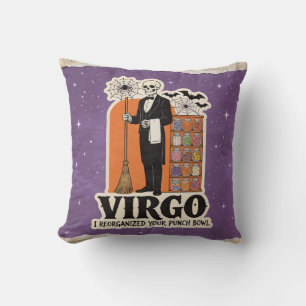 Coussin Cadeau d'anniversaire de squelette Vierge Zodiaque