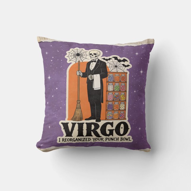 Coussin Cadeau d'anniversaire de squelette Vierge Zodiaque (Recto)