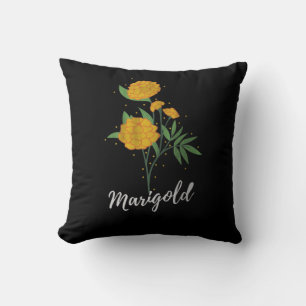 Coussin cadeau d'anniversaire d'octobre marigold fleur vin