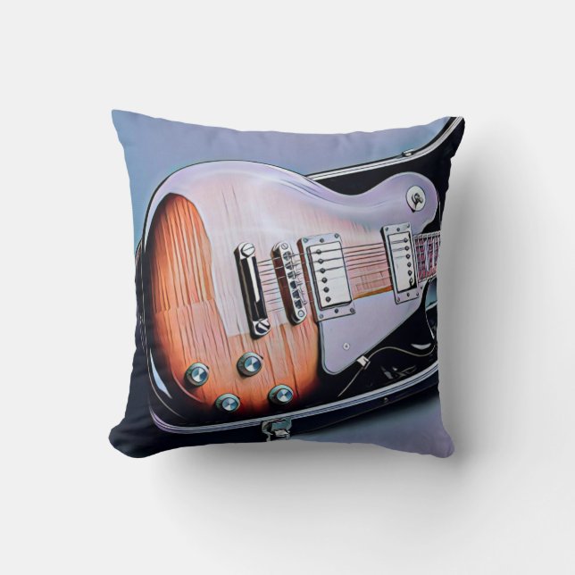 Coussin cadeau d'anniversaire guitariste vintage (Recto)