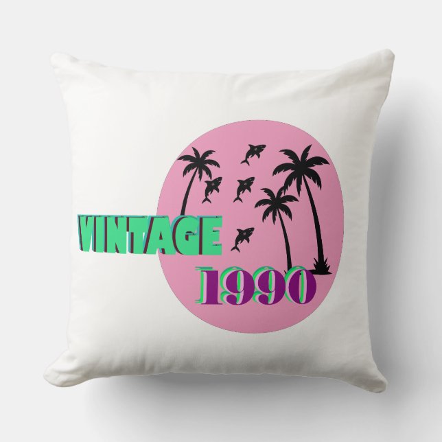 Coussin Cadeau d'anniversaire rétro 1990 (Recto)