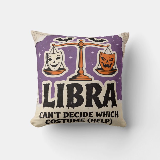 Coussin Cadeau d'anniversaire Squelette Balance Zodiaque H (Recto)