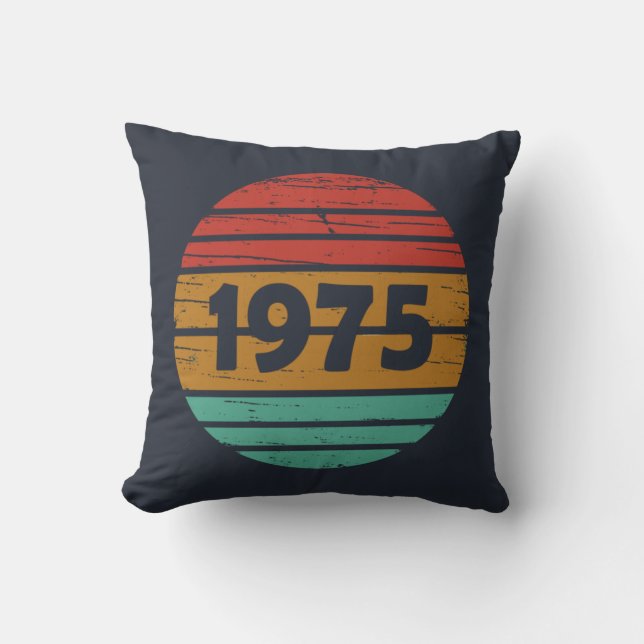 Coussin cadeau d'anniversaire vintage né en 1975 (Recto)