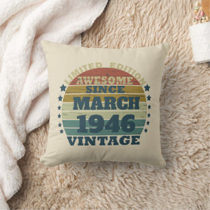 Coussin Cadeau d'anniversaire vintage personnalisé