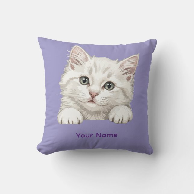 Coussin Cadeau d'art de chaton personnalisé avec nom perso (Recto)