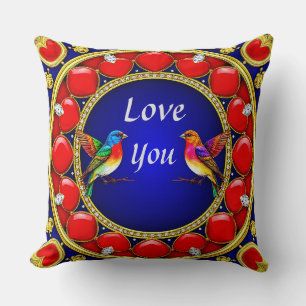 Coussin Cadeau d'art de jardin de cœur de colibris pour co