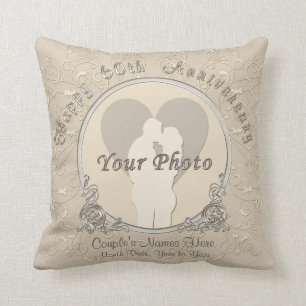 Coussin Cadeau de 60ièm anniversaire heureux PHOTO, NOMS,