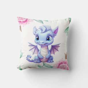 Coussin Cadeau de Baby shower de pivoine de dragon violet 