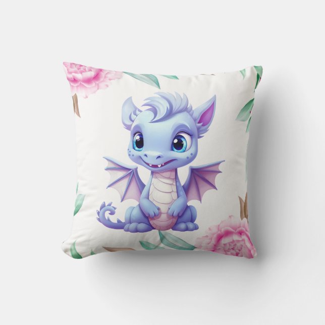 Coussin Cadeau de Baby shower de pivoine de dragon violet  (Recto)