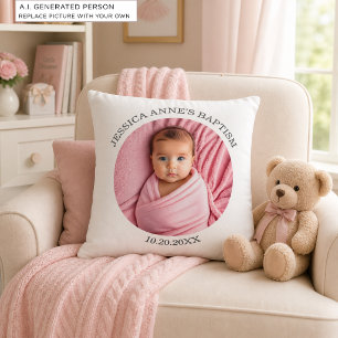 Coussin Cadeau de baptême pour fille avec photo spéciale