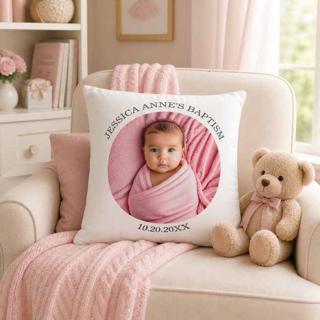 Coussin Cadeau de baptême pour fille avec photo spéciale (Créateur téléchargé)
