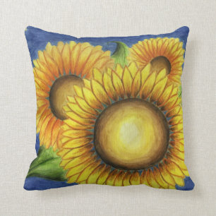 Coussin Cadeau de carreau de tournesol de pays d'été