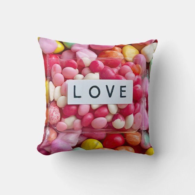Coussin Cadeau de célébration de mariage d'amour de bonbon (Recto)
