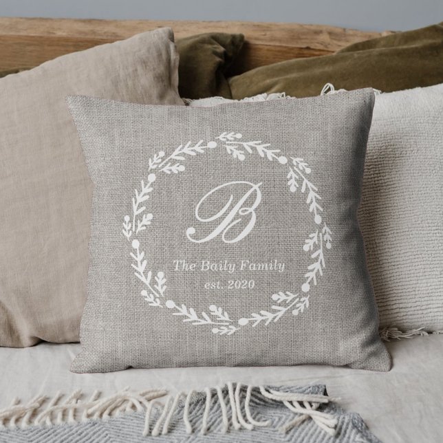 Coussin Cadeau de Chauffage Maison Élégant Rustique Nom de (Créateur téléchargé)
