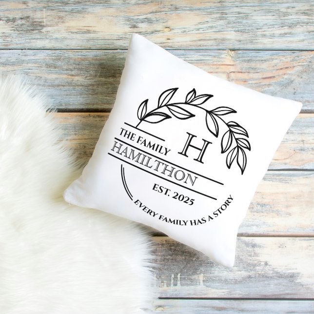 Coussin Cadeau de Chauffage Maison Familial Monogramme Nou (Housewarming Family Monogram New House Home gift ideas new home Home Décor Keepsake)