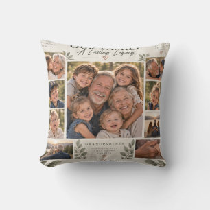 Coussin Cadeau de collage photo de famille pour grands-par