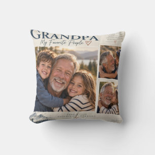 Coussin Cadeau de collage photo de Grand-père et petits-en
