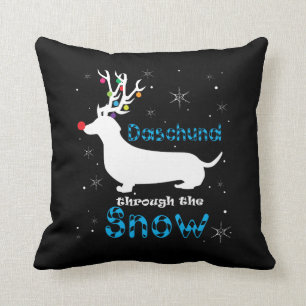 Coussin Cadeau de Daschund par le calembour de Noël de