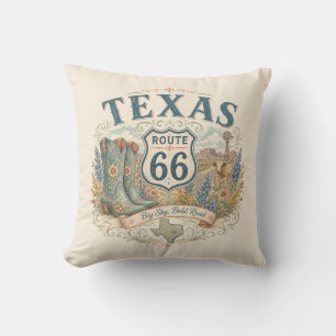 Coussin Cadeau de décoration de chambre rétro Texas Route