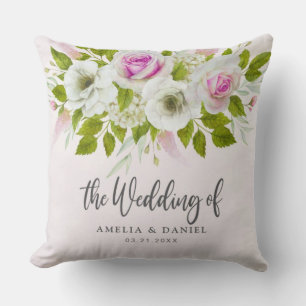 Coussin Cadeau de Décoration de Mariage Roses Rose Fardé