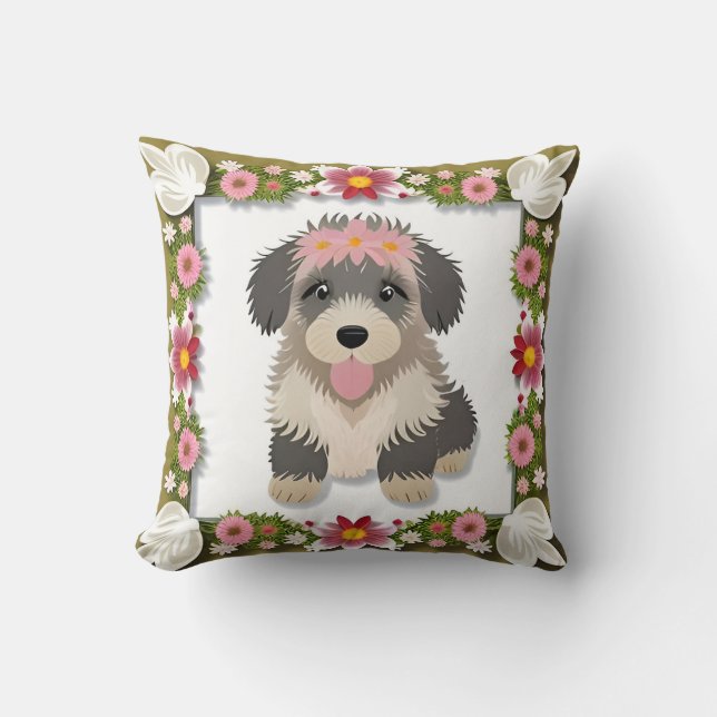 Coussin Cadeau de Décoration pour la Maison avec une Chien (Recto)