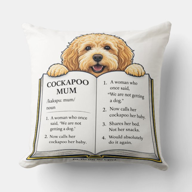 Coussin Cadeau de définition de maman Cockapoo | Création  (Recto)