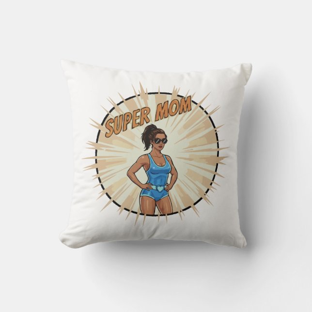 Coussin Cadeau de fête des mères de style bande dessinée S (Recto)