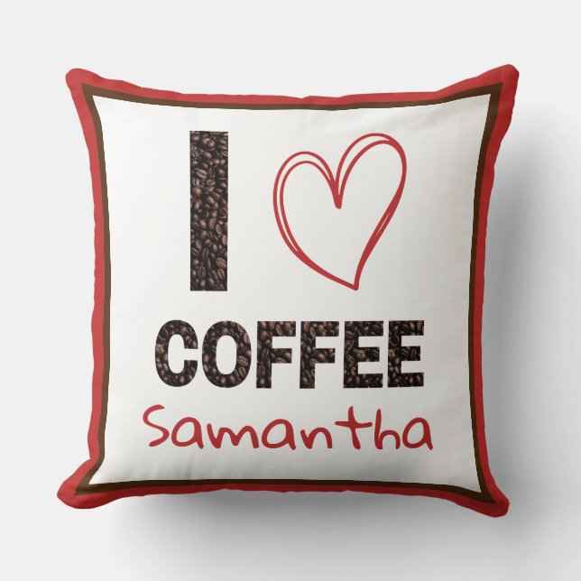 Coussin Cadeau de grains de café avec nom personnalisé pou (Recto)