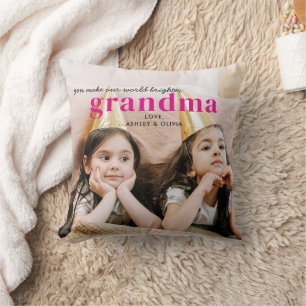 Coussin Cadeau de grand-mère photo personnalisé des petits