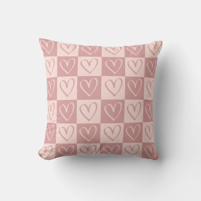 Coussin Cadeau de la Saint-Valentin Cœurs Minimals Rose Po (Recto)