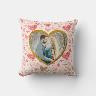 Coussin Cadeau de la Saint-Valentin Cœurs Roses Personnali