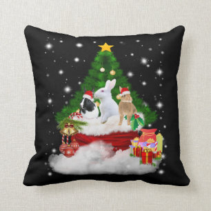 Coussin Cadeau de lapin  Joyeux lapins de Noël