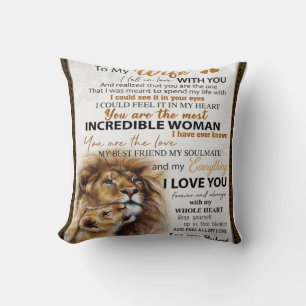 Coussin Cadeau de lion à ma femme, idée cadeau d'anniversa